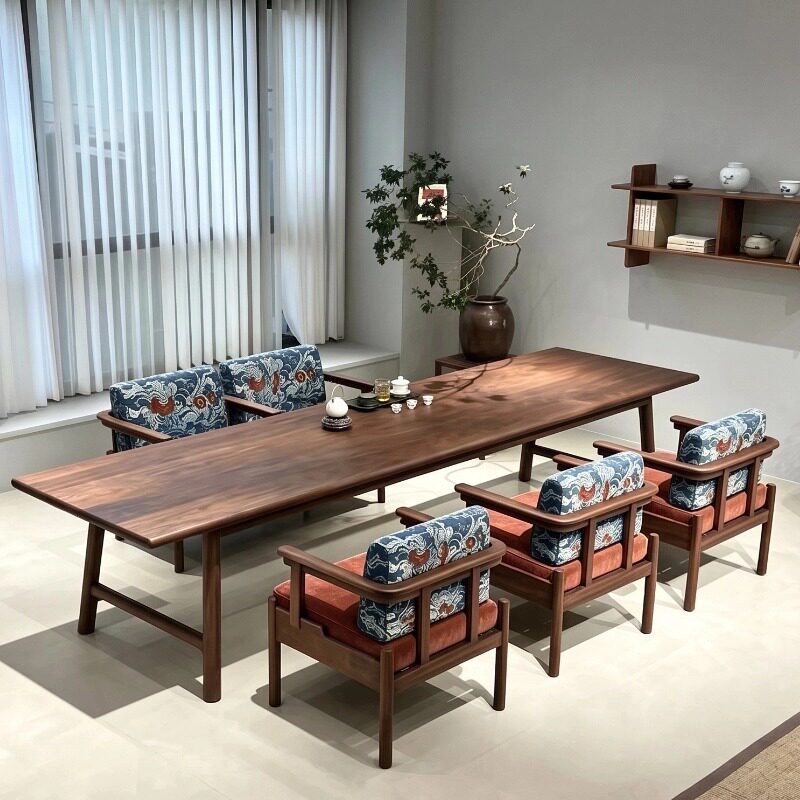 北美黑胡桃木办公室茶桌椅组合图片