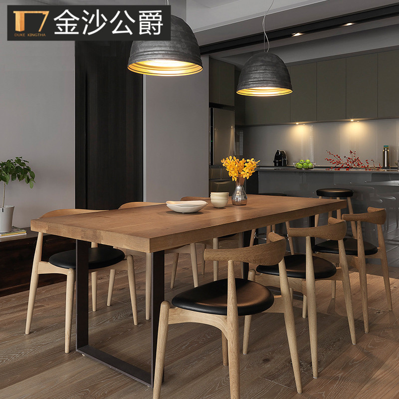 Northern Europe dining table and chair combination Small apartment rectangle modern Simplicity a living room Table Iron art solid wood table householdin the Residential furniture , Tables , Dining table  category - from Buy2taobao.com to provide professional Taobao agent buy service