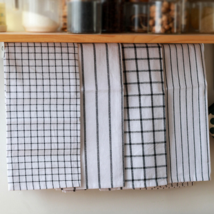 日式全棉格纹家用餐巾简约柔软餐布酒杯擦拭布美食摄影摆拍背景布