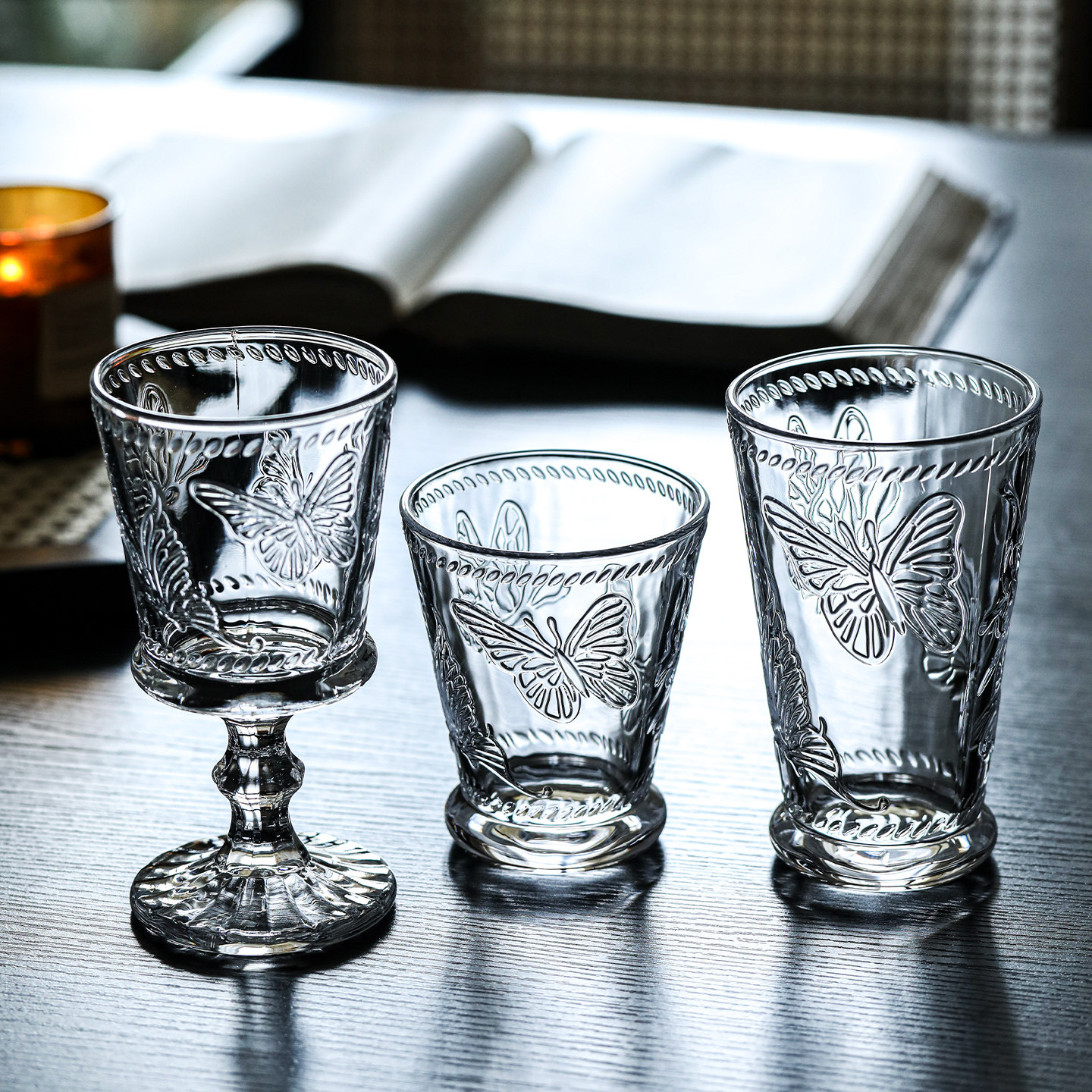 小众氛围感浮雕透明玻璃杯复古水杯中古风饮料杯咖啡杯高脚红酒杯,餐饮具,葡萄酒/红酒杯,淘宝优惠券,粉丝福利购,淘宝优惠卷