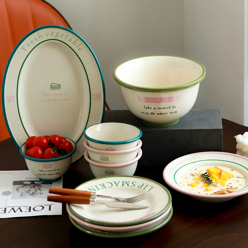 法式小清新餐具套装高颜值家用2025新款陶瓷米饭碗碟盘筷乔迁新居