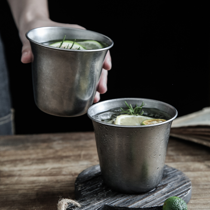 生活树复古美式磨砂不锈钢咖啡杯