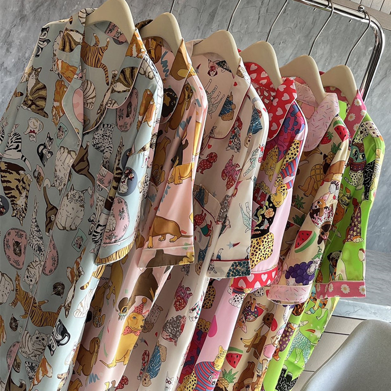 冰雪丝夏季网红风卡通小狗睡裙