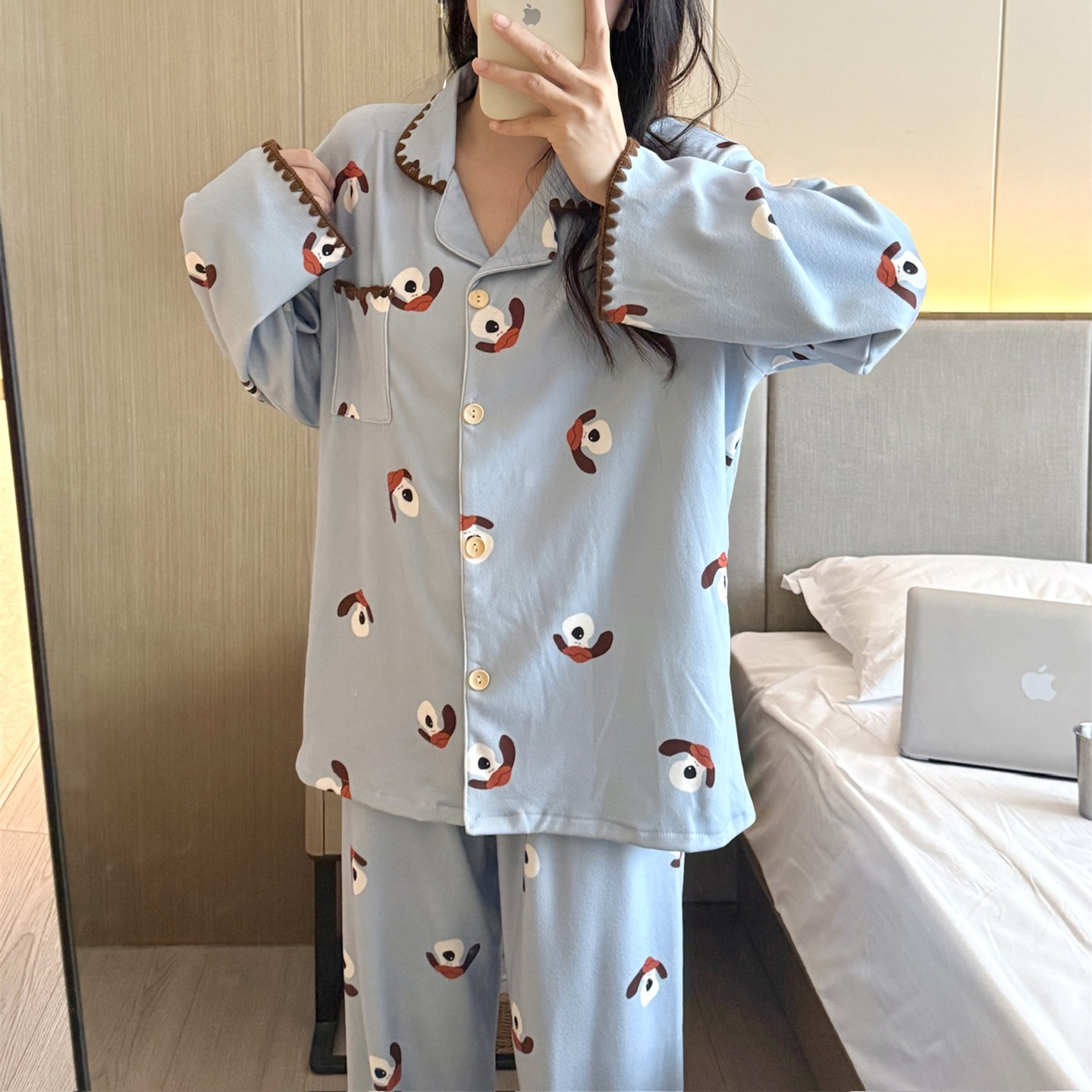 德绒睡衣情侣装一男一女秋冬季