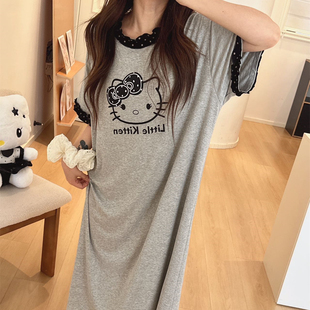 2026年新款睡裙女款夏季薄款短袖莫代尔KT猫卡通睡衣夏天装家居服