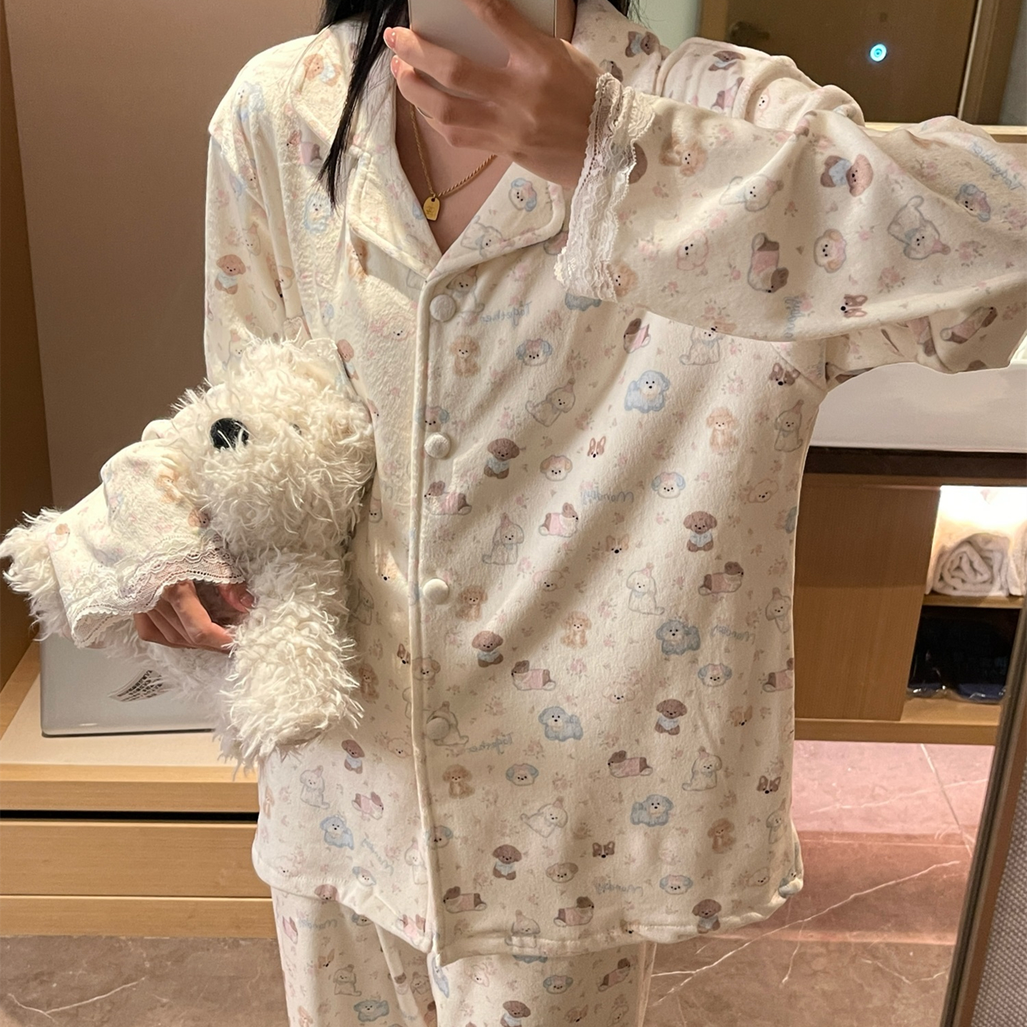 海岛绒睡衣女冬季珊瑚绒甜美卡通