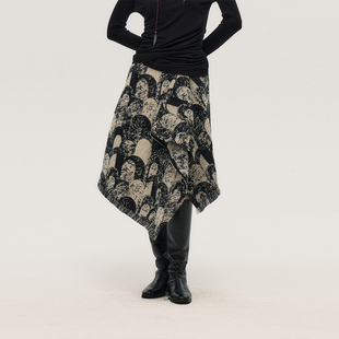 「任意门」 野裁 提花立裁不对称流苏游牧围裹半裙 Trims Wild