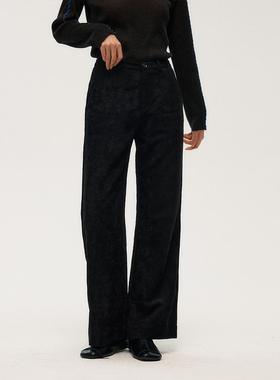 Wild Trims 野裁 「海礁」 复古冰花灯芯绒显瘦抗皱微喇直筒长裤