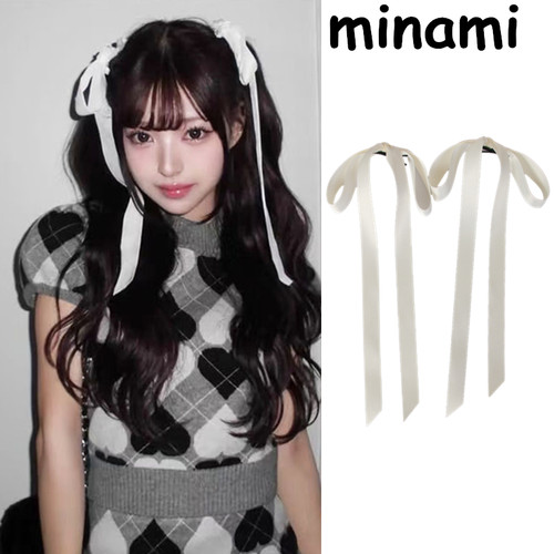 minami同款白色蝴蝶结飘带发夹
