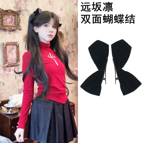 2025新款远坂凛黑色蝴蝶结发夹