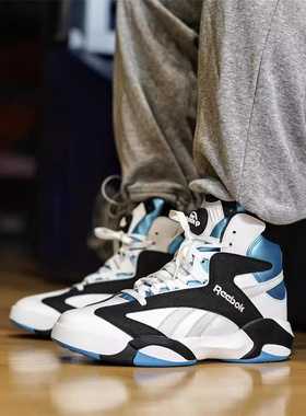 Reebok锐步Shaq Attaq男经典复古碳板充气中帮休闲运动实战篮球鞋