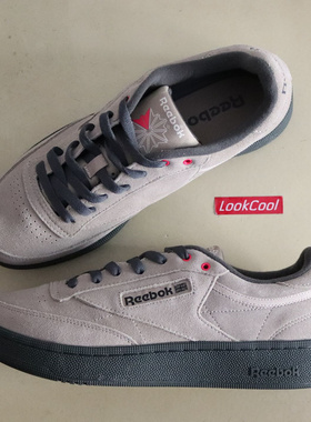 Reebok锐步Club C 85 W+男女经典复古运动休闲巴恩风翻毛皮板鞋