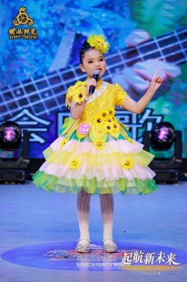 快乐阳光歌曲演出服女童蓬蓬裙会唱歌的向日葵公主裙可爱表演服装