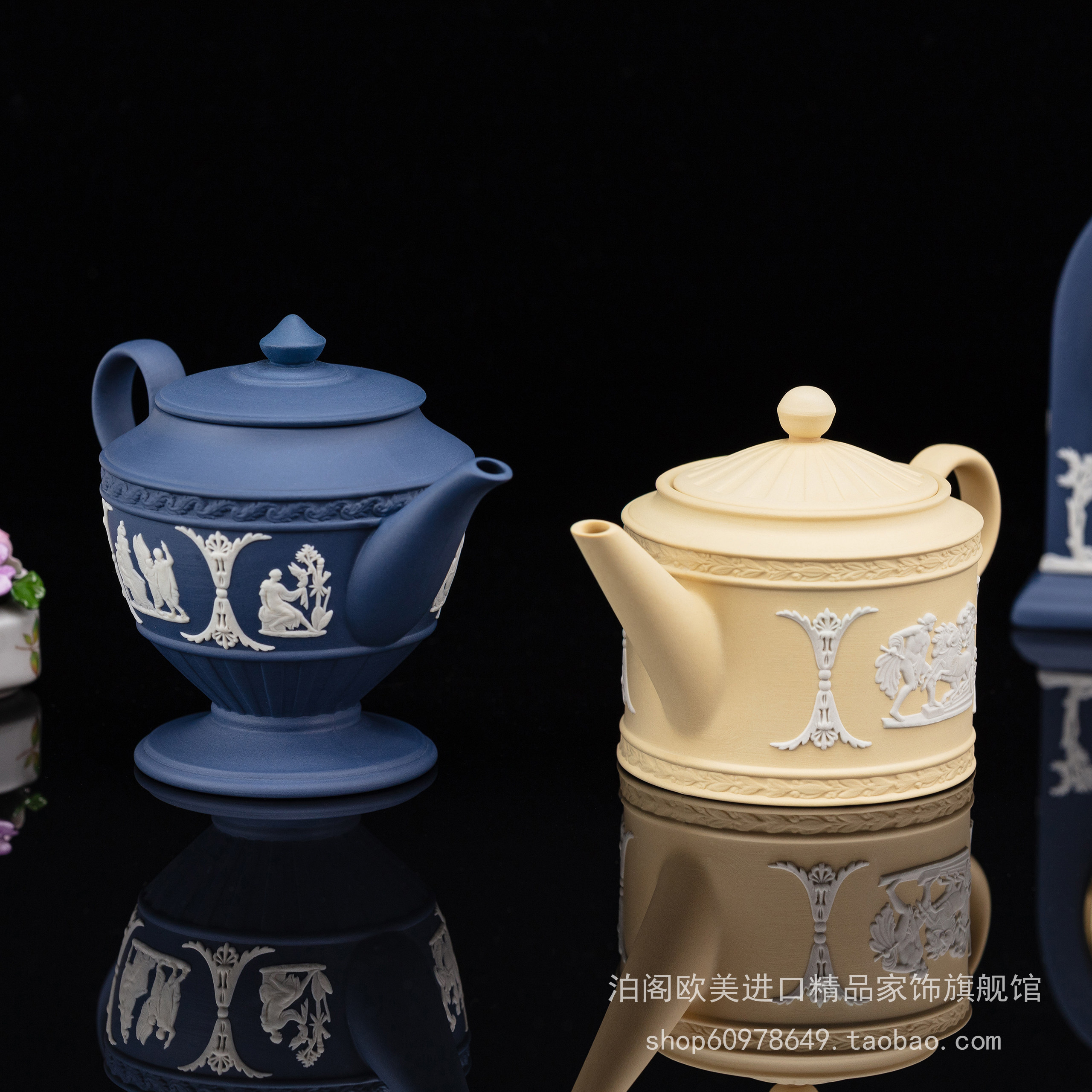 英国Wedgwood 新古典浮雕欧式陶瓷單人茶壺