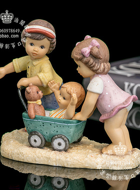 德国全家福婴儿陶瓷装饰摆件