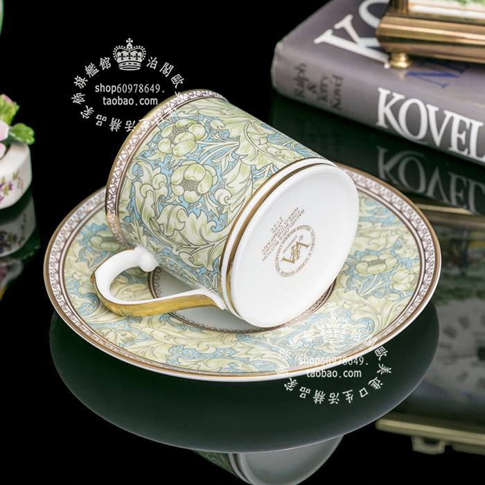 英国 Victoria & Albert 博物馆 骨瓷陶瓷花卉咖啡杯碟 清雅暗香