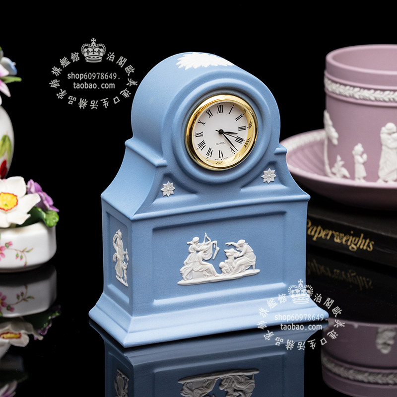 现货英国制Wedgwood 陶瓷碧玉浮雕希腊神话玄关书歐式房桌钟时钟