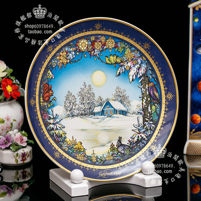限量德国制唯宝Villeroy Boch 1990年陶瓷盘白雪皑皑的美丽世界