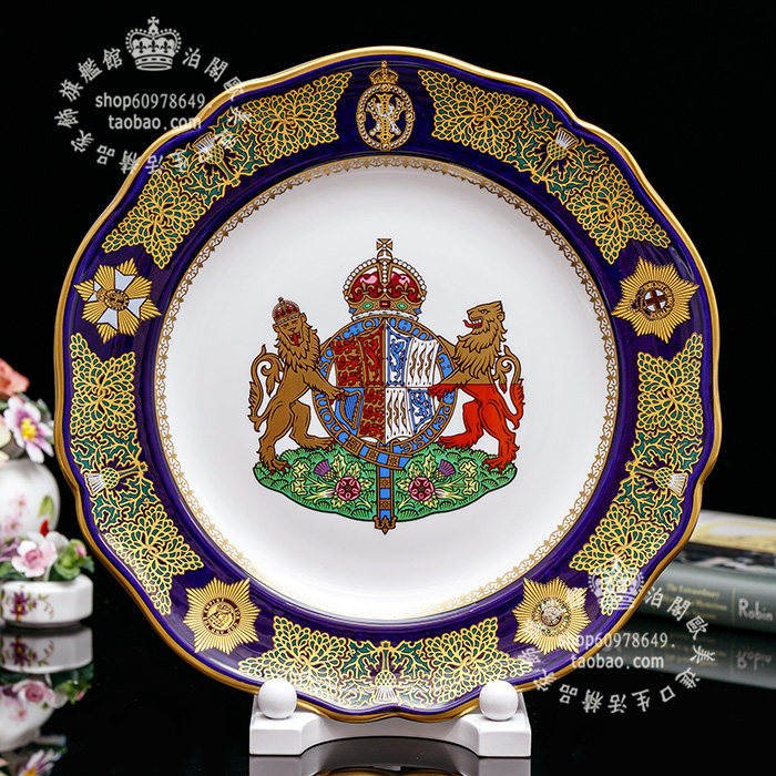 限量750 英国制 spode 1990年 皇家欧式宮廷女王紀念骨瓷盘掛盘