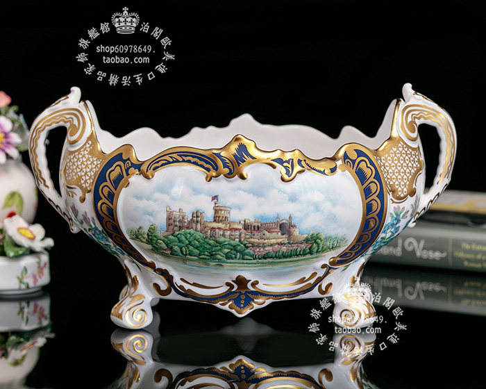 英国装饰盆骨瓷摆件别墅玄关礼物