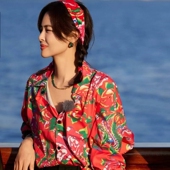 辛芷蕾东北大花布长袖 男女同款 春秋宽松新中式 2024新款 民族风衬衫