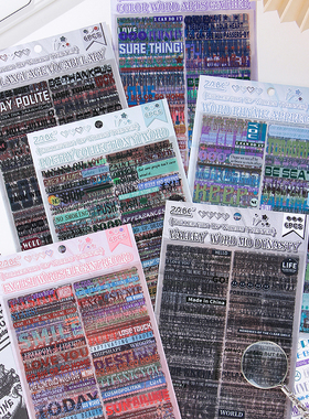 ZABC言汇剧场切膜贴纸手帐贴纸包pet贴纸英文手帐痛包diy素材贴画