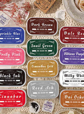 悦真色彩盒子高密度手帐印章印泥 跨境ZABC油性油墨印泥复古印台