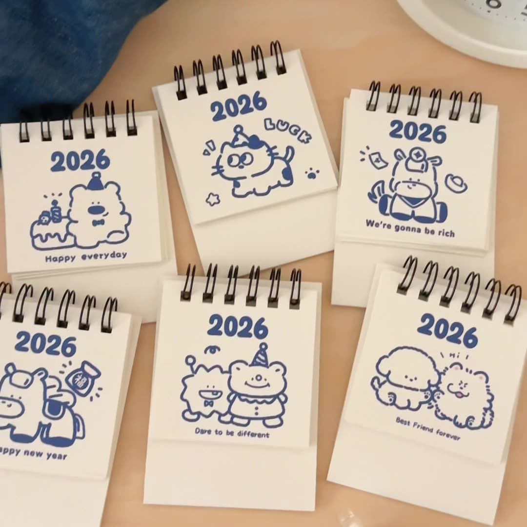 墨言 可爱迷你小台历2026年 桌面台历摆件打卡记事本月历台历本,文具电教/文化用品/商务用品,台历,淘宝优惠券,粉丝福利购,淘宝优惠卷