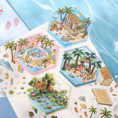 番茄酱绣珍夏日系列刺绣3D贴纸
