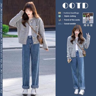 早春季2025新款茶系穿搭一整套小个子时尚搭配高级感毛衣两件式套