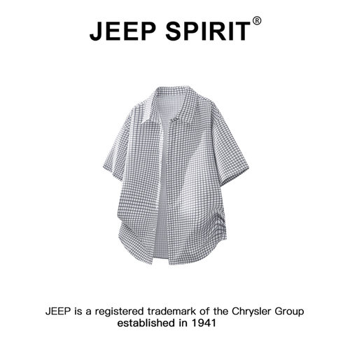 JEEP轻薄时尚休闲格子短袖衬衫男