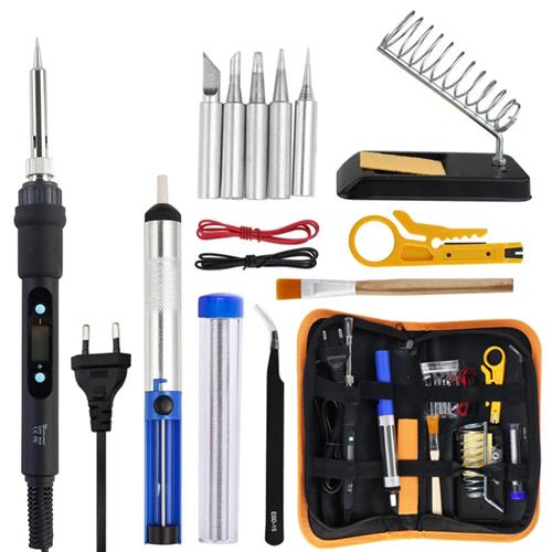 跨境爆款可调温度烙铁80W数显110V 220V电烙铁焊接工具包万用表套