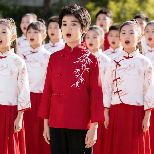 儿童合唱演出服爱国主题表演服装