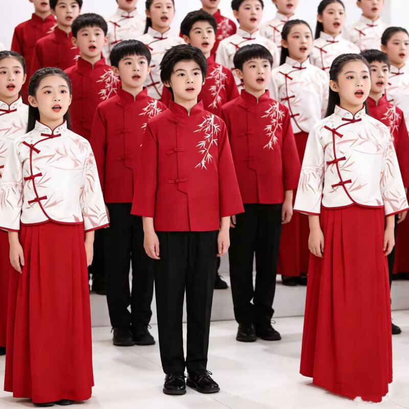 儿童合唱演出服中大童演讲礼服男运动会女童元旦古筝表演爱国服装