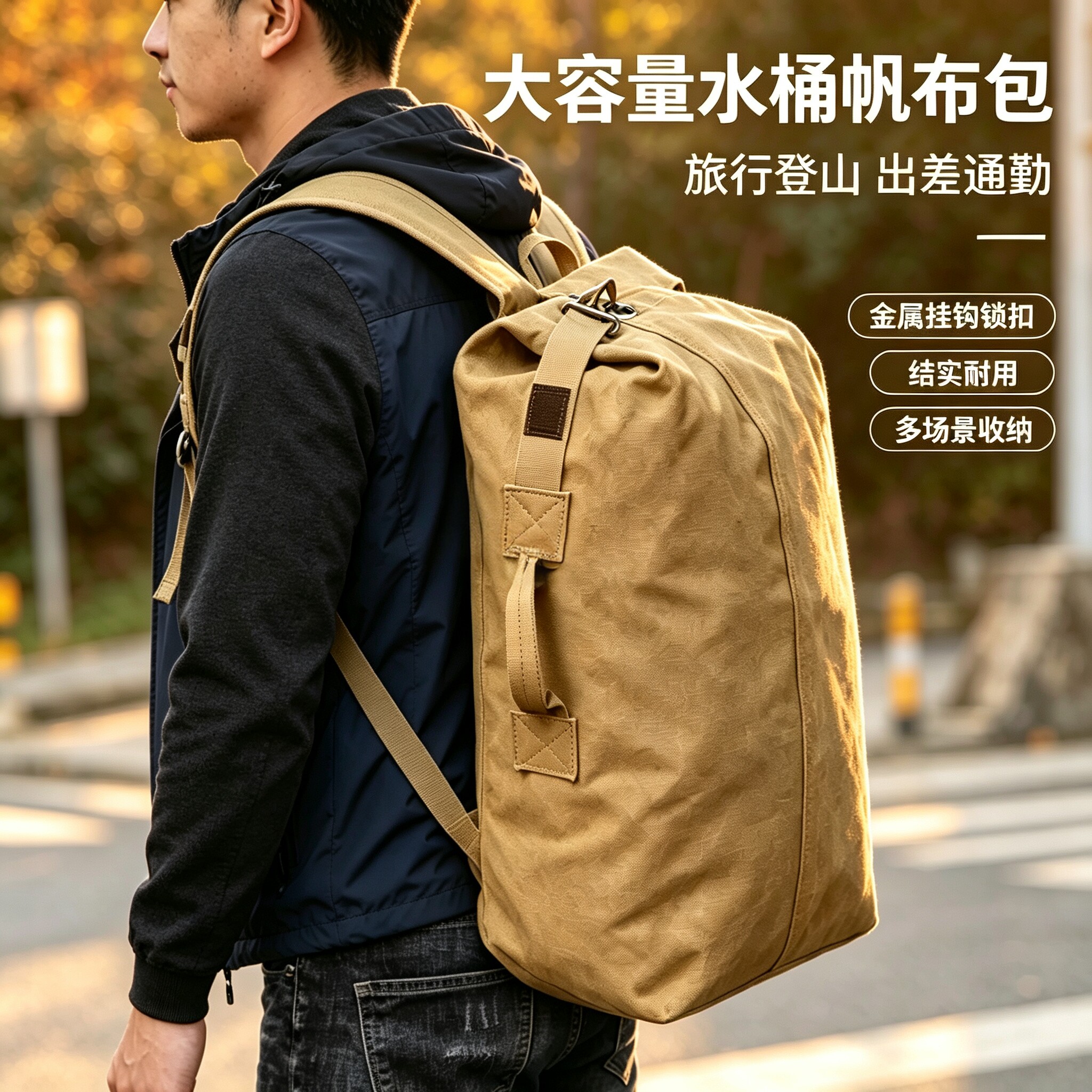 打工旅行双肩帆布行李包登山运动图片