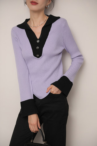 POLO领绵羊毛修身针织衫女