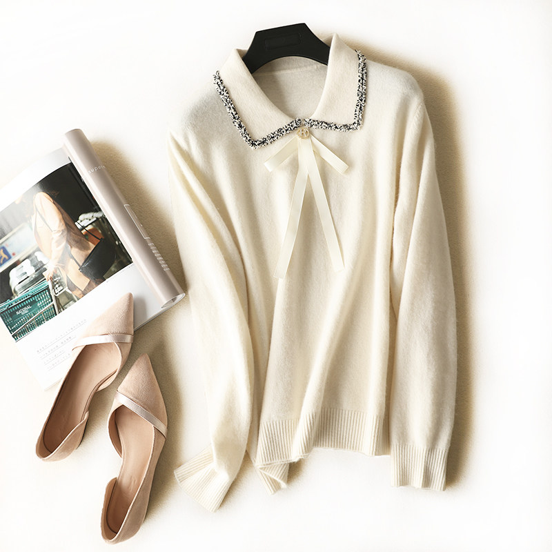 蝴蝶结百搭针织衫上衣