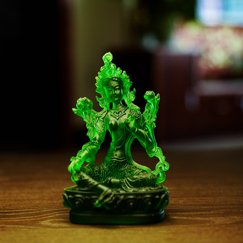 精品仿琉璃绿度母密宗佛像平安藏传佛堂居家供奉佛像随身工艺摆件 - 封面