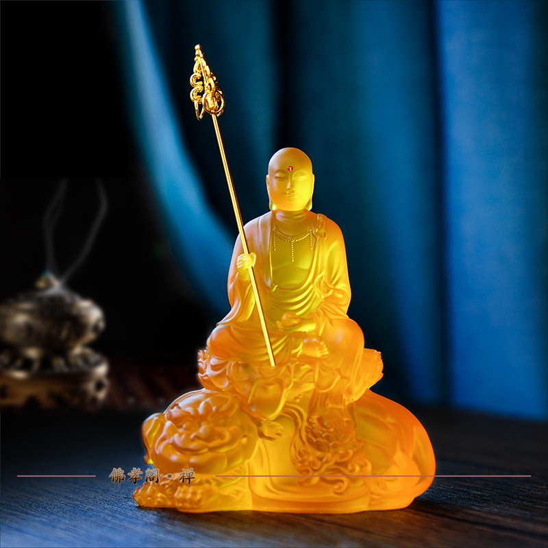 精品水琉璃谛听地藏菩萨佛像家用佛堂供奉结缘用品地藏王平安摆件