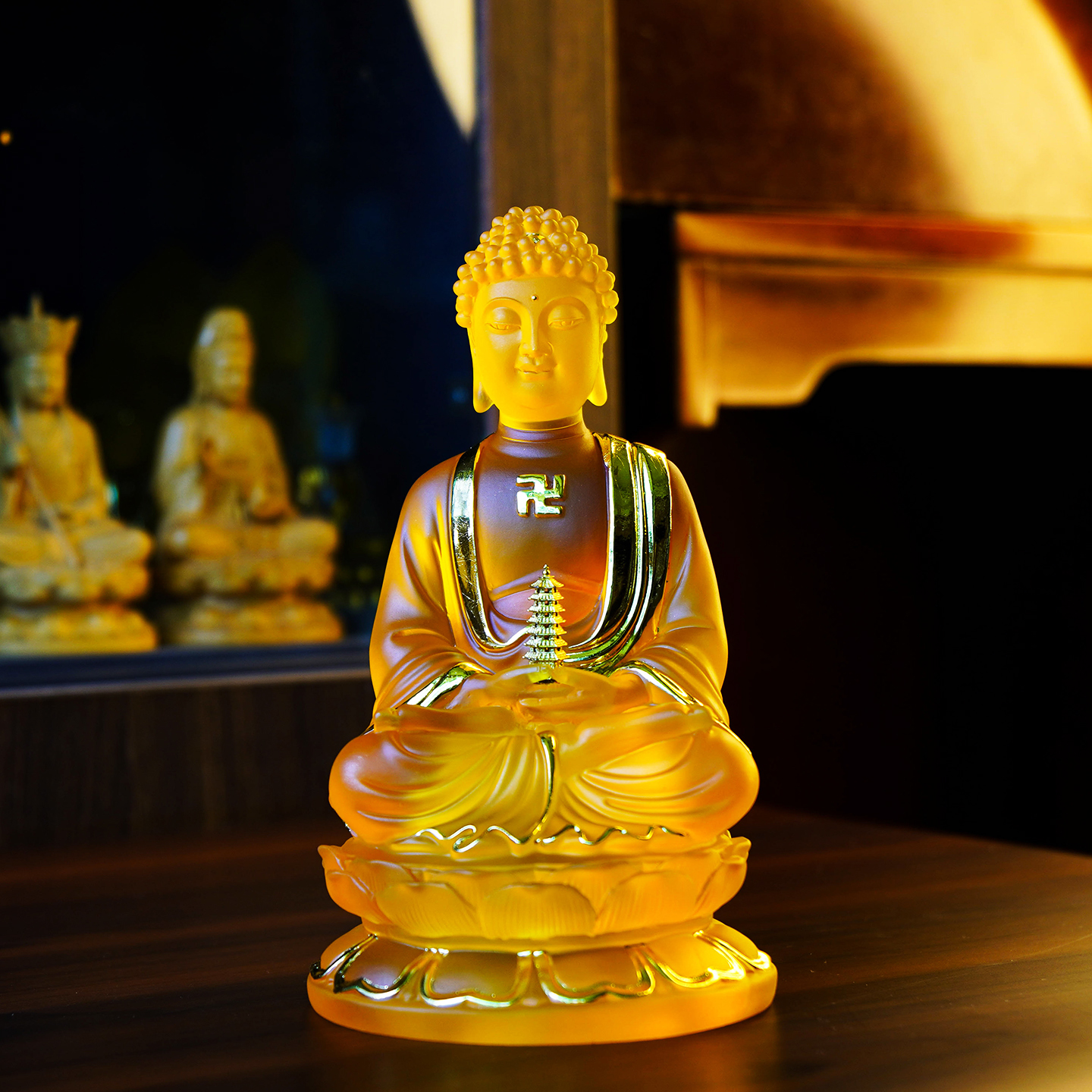 精美造像水琉璃药师佛像居家佛堂供奉药师琉璃光如来佛像摆件结缘