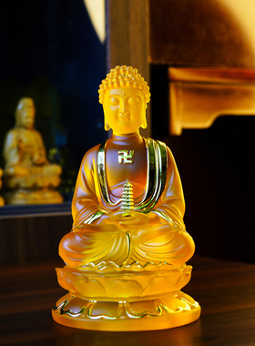 水琉璃家用佛堂供奉药师佛像摆件