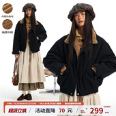 江南先生NewJNXS座山雕凹凸肌理感立领飞行夹克短款 复古棉服外套