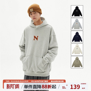 江南先生NewJNXS复古重磅贴布绣连帽卫衣男女春秋潮牌情侣装 外套