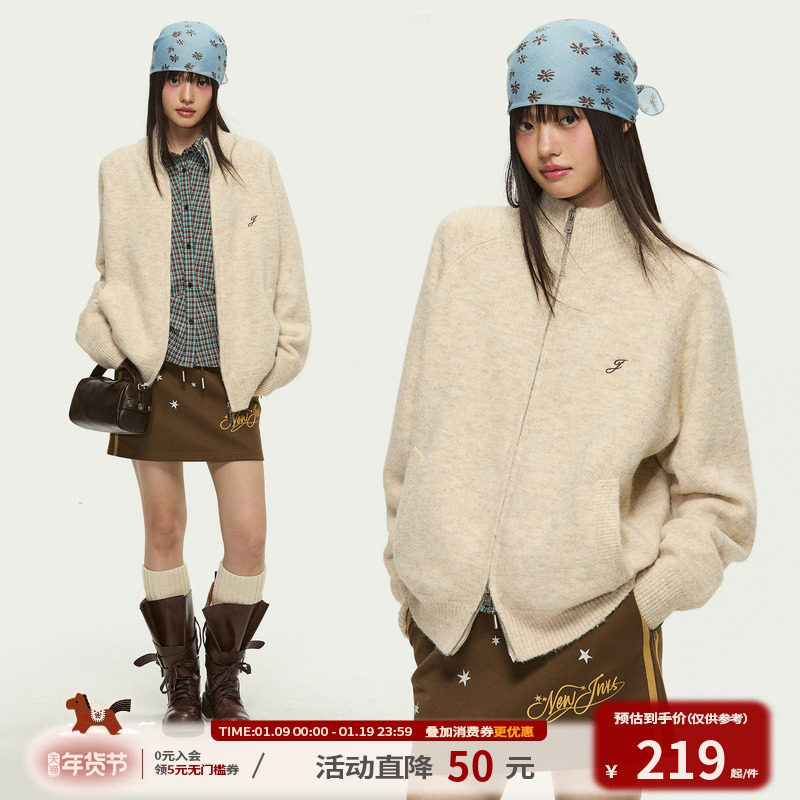 江南先生NewJNXS保暖锁温素色刺绣开衫毛衣男女含羊毛针织衫情侣,男装,针织衫/毛衣,淘宝优惠券,粉丝福利购,淘宝优惠卷