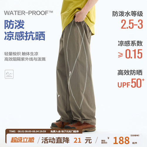 江南先生NewJNXS凉感防晒哈苏线撞色阔腿裤夏防泼水工装长裤男女