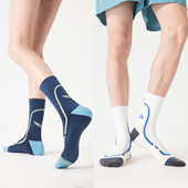 江南先生NewJNXS高弹舒适运动透气logo提花撞色条纹袜子休闲百搭