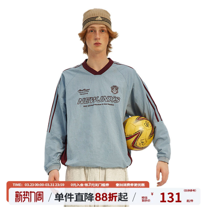 江南先生NewJNXS美式复古V领不规则插肩袖卫衣男女潮运动球衣外套