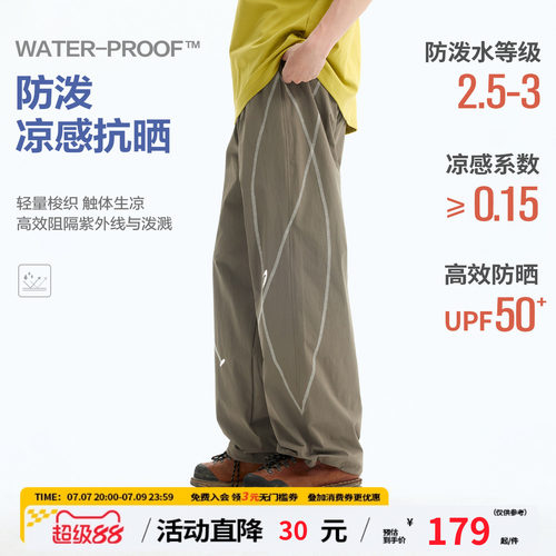 江南先生NewJNXS凉感防晒哈苏线撞色阔腿裤夏防泼水工装长裤男女