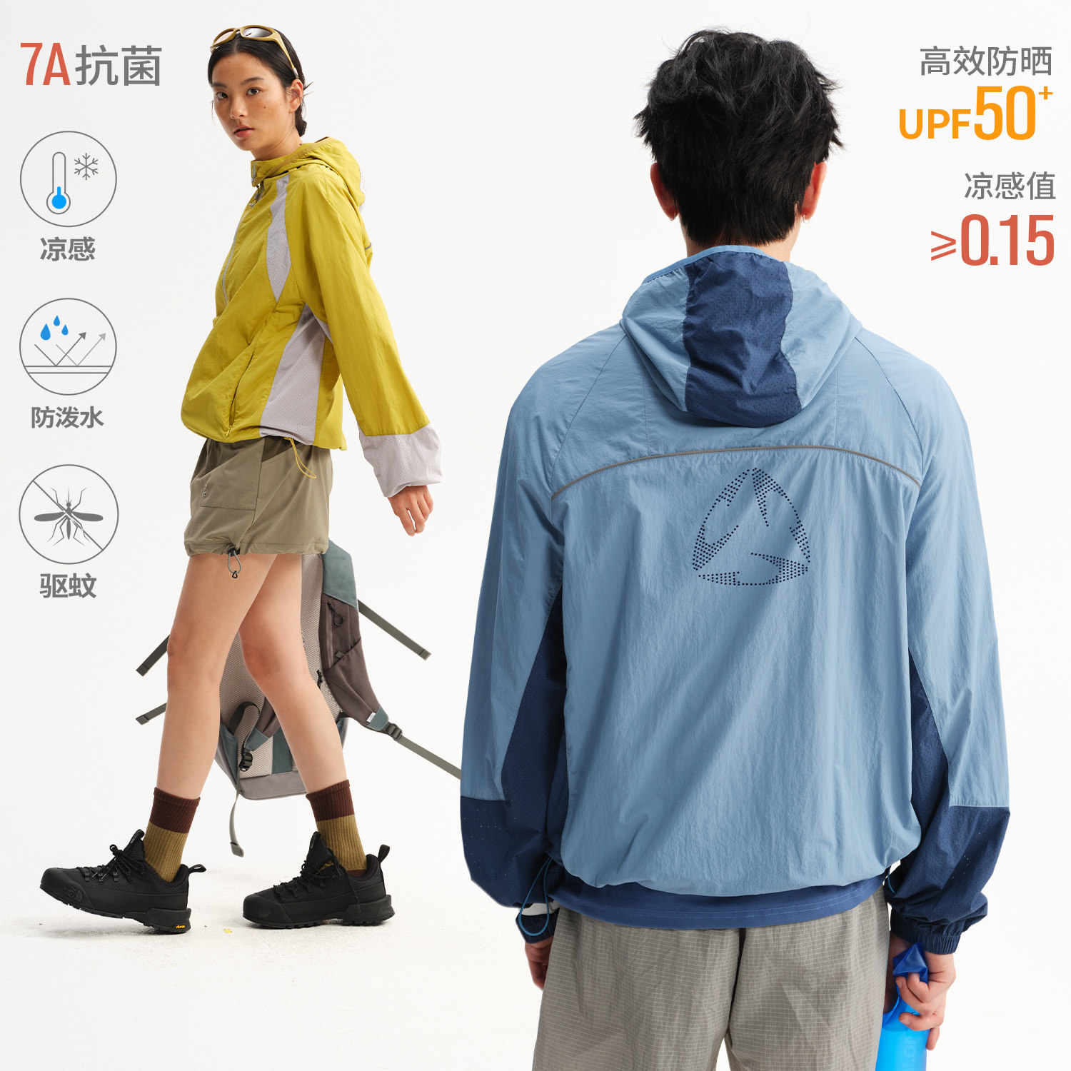 江南先生NewJNXS'空境'凉感UPF50+防晒衣夏网眼拼接撞色冲孔外套图片