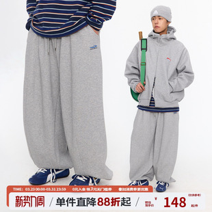 春秋男女潮阔腿休闲裤 江南先生NewJNXS美式 复古绣花束脚宽松卫裤